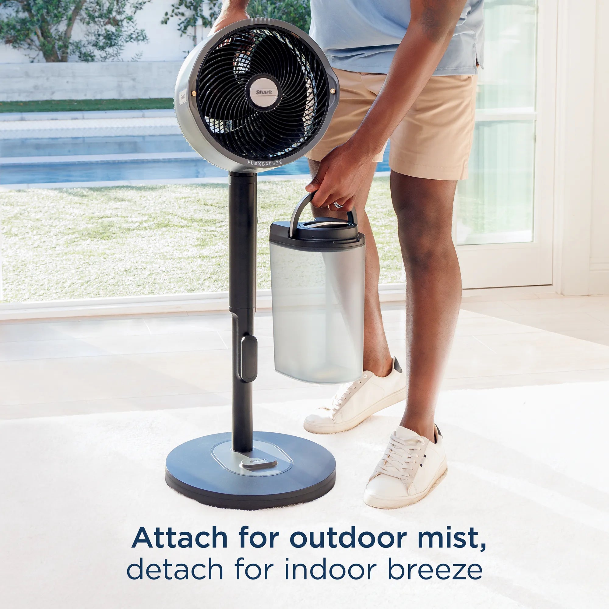 Ninja FlexBreeze Pro Mist Indoor Outdoor Pedestal & Table Fan With Water Tank