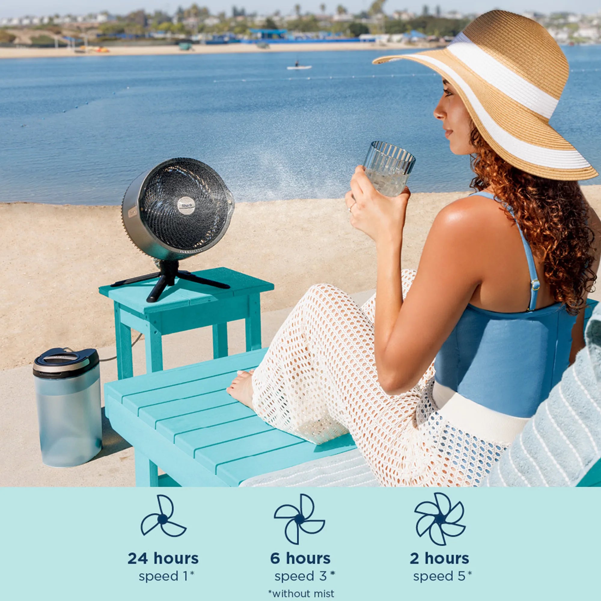 Ninja FlexBreeze Pro Mist Indoor Outdoor Pedestal & Table Fan With Water Tank