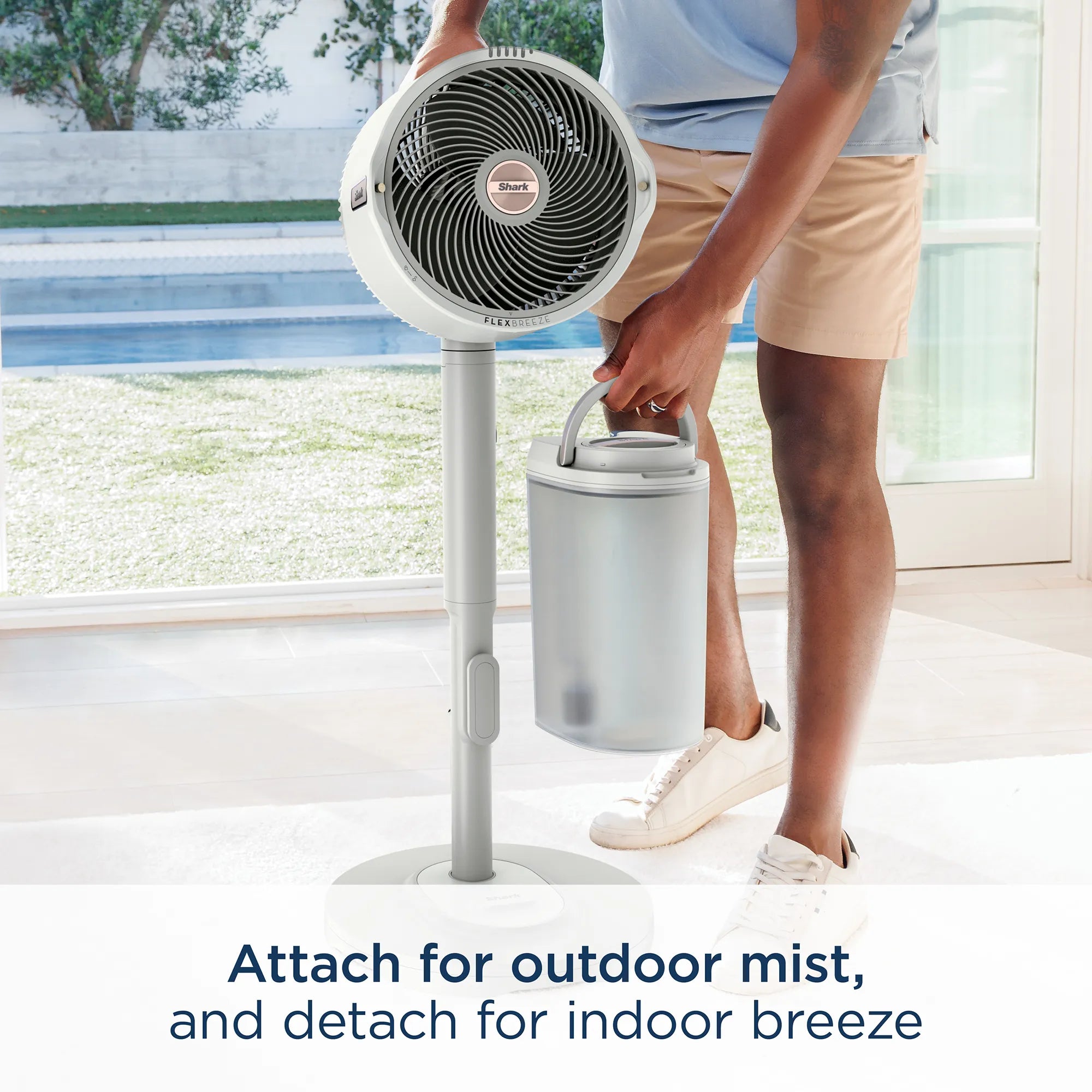 Ninja FlexBreeze Pro Mist Indoor Outdoor Pedestal & Table Fan With Water Tank