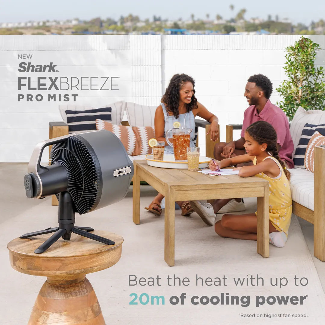 Ninja FlexBreeze Pro Mist Indoor Outdoor Pedestal & Table Fan With Water Tank