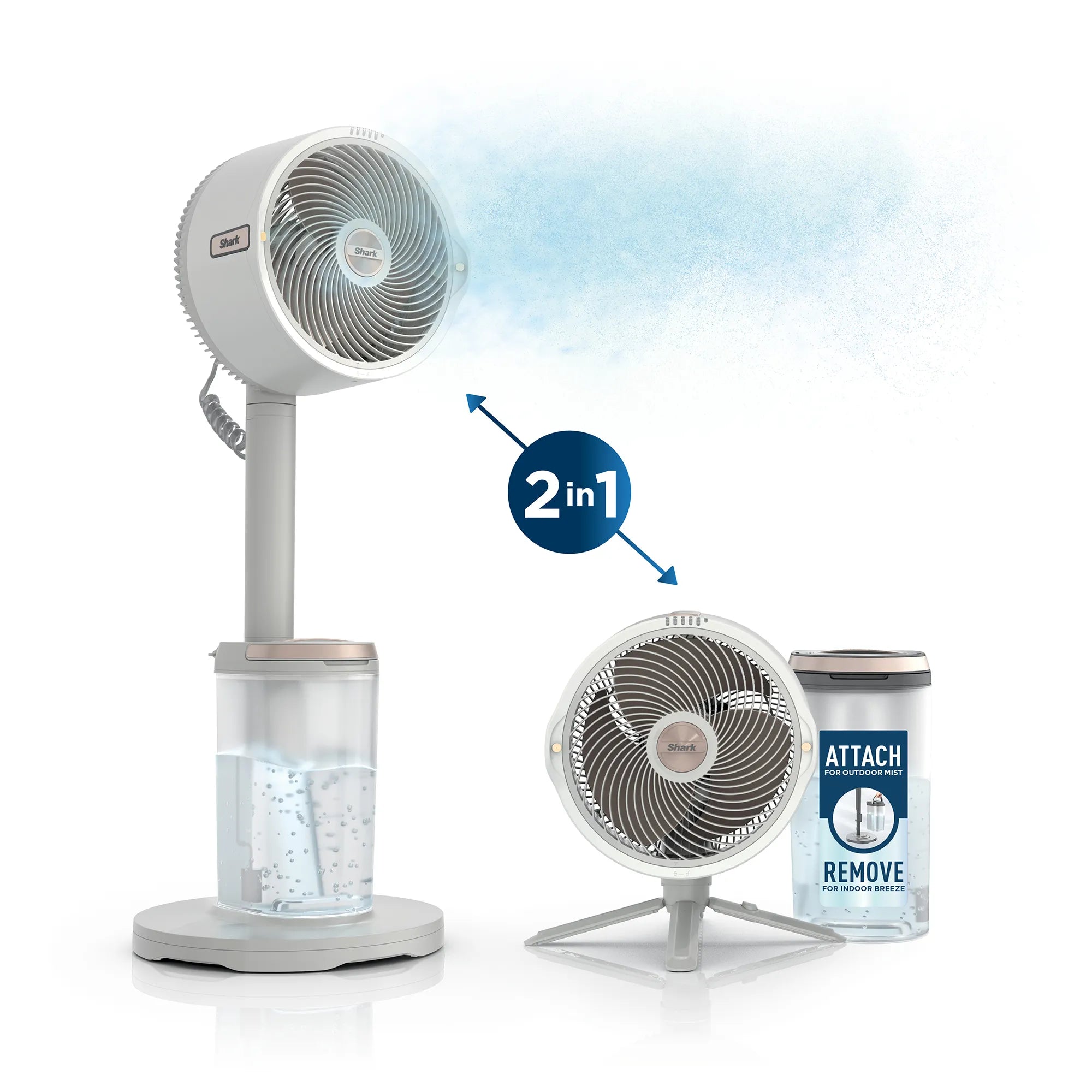 Ninja FlexBreeze Pro Mist Indoor Outdoor Pedestal & Table Fan With Water Tank