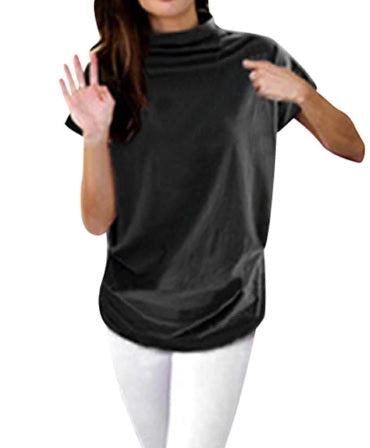 Women's Casual Turtleneck Short Sleeve Shirt