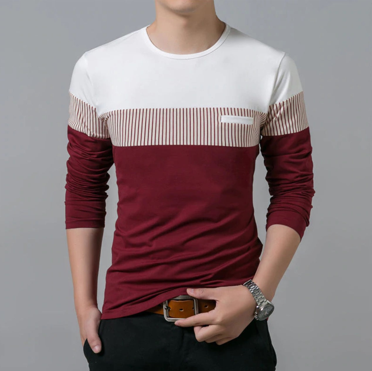 Classy Long Sleeve Men's O-Neck T-Shirt