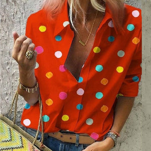 Polka Print Blouses - Women's Slim Fit Shirts