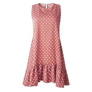 Mini Polka Dot Dress - Women's Pleated Dress