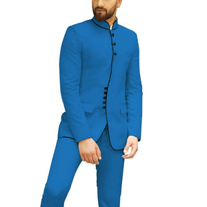 Classic Mandarin Collar 2pc Men's Suit Set