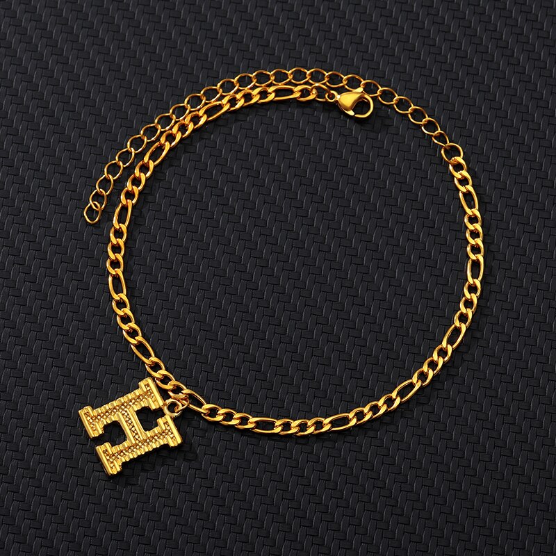 Gold Plated Initial Letter (A-Z) Anklets For Women