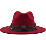 Load image into Gallery viewer, Wool Felt Fedora with Bohemian Tassel Strap - Men&#39;s Hat
