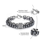 Load image into Gallery viewer, Natural Map Stone w/ Stainless Steel Men&#39;s Beaded Bracelet
