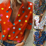 Load image into Gallery viewer, Polka Print Blouses - Women&#39;s Slim Fit Shirts
