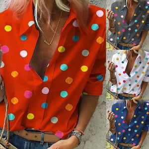 Polka Print Blouses - Women's Slim Fit Shirts