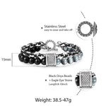 Load image into Gallery viewer, Natural Map Stone w/ Stainless Steel Men&#39;s Beaded Bracelet
