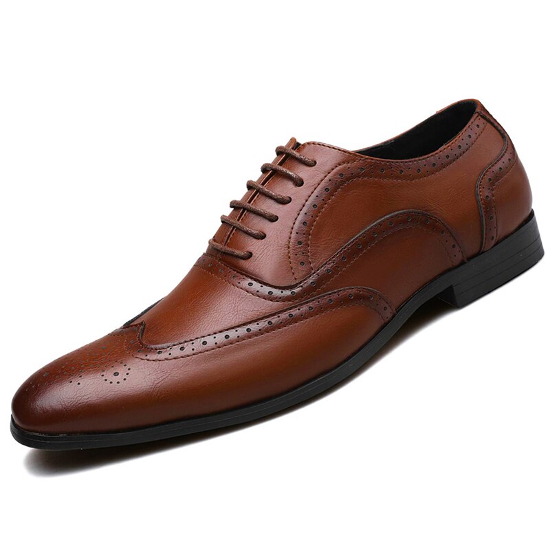 BROGUE Design Men Business Formal Shoes w/ Classic Pointed Toe