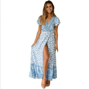 Bohemian Floral Print Long Dress for Women