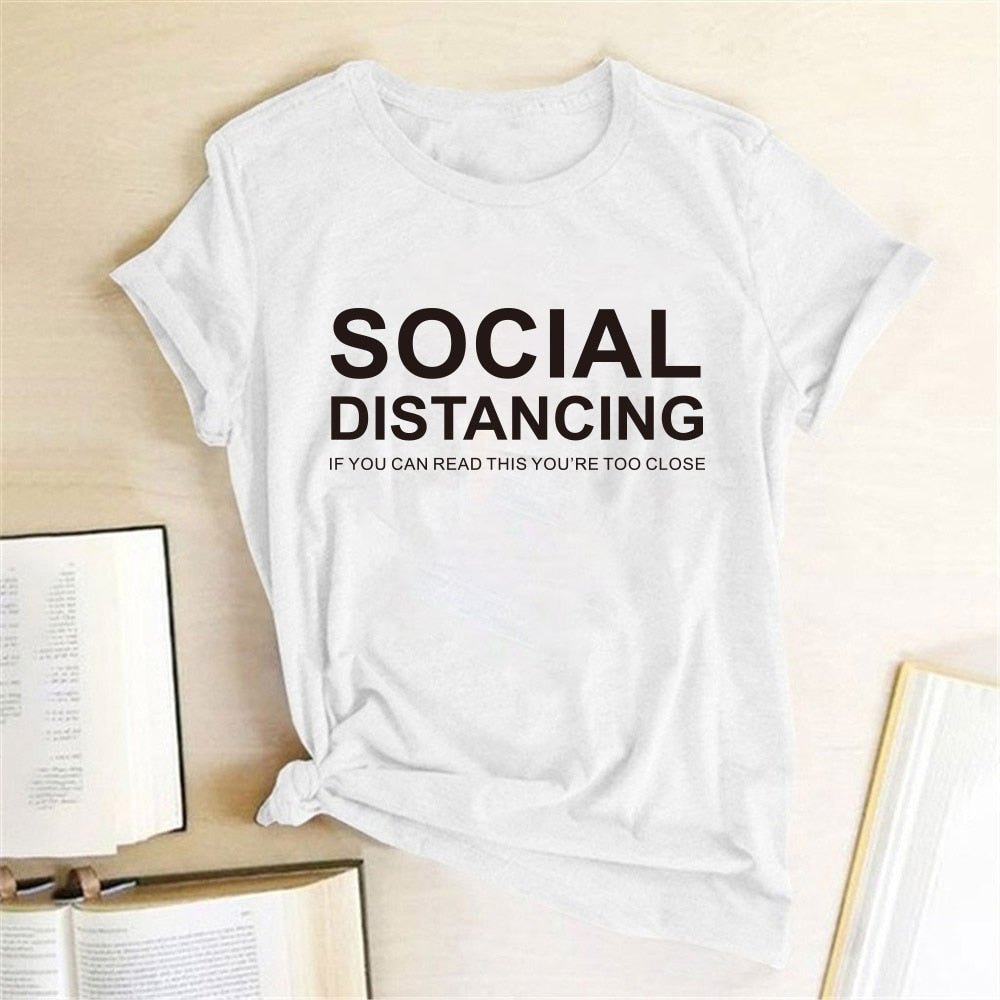 Funny SOCIAL DISTANCING Short Sleeve T-shirt  for Women