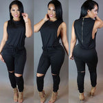 Load image into Gallery viewer, Women&#39;s Zipper Romper - Sexy Ripped Pant Jumpsuit
