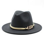 Load image into Gallery viewer, Stylish Fedora Hat with Golden Ornament Strap - Men&#39;s Hat
