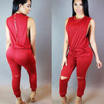 Load image into Gallery viewer, Women&#39;s Zipper Romper - Sexy Ripped Pant Jumpsuit
