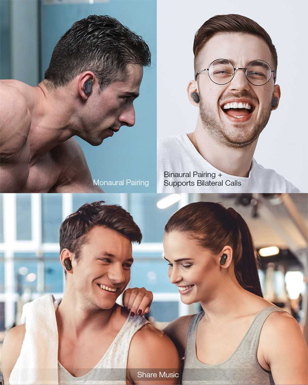 Dual Dynamic Earbuds w/ Bluetooth 5.0 & Pro Bass Stereo Hi-Fi Music Features