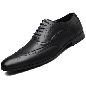 BROGUE Design Men Business Formal Shoes w/ Classic Pointed Toe