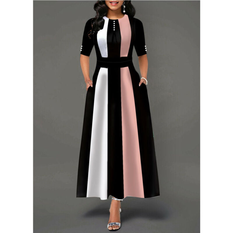 Plus Size Women's Swing Mid-Sleeve Dresses