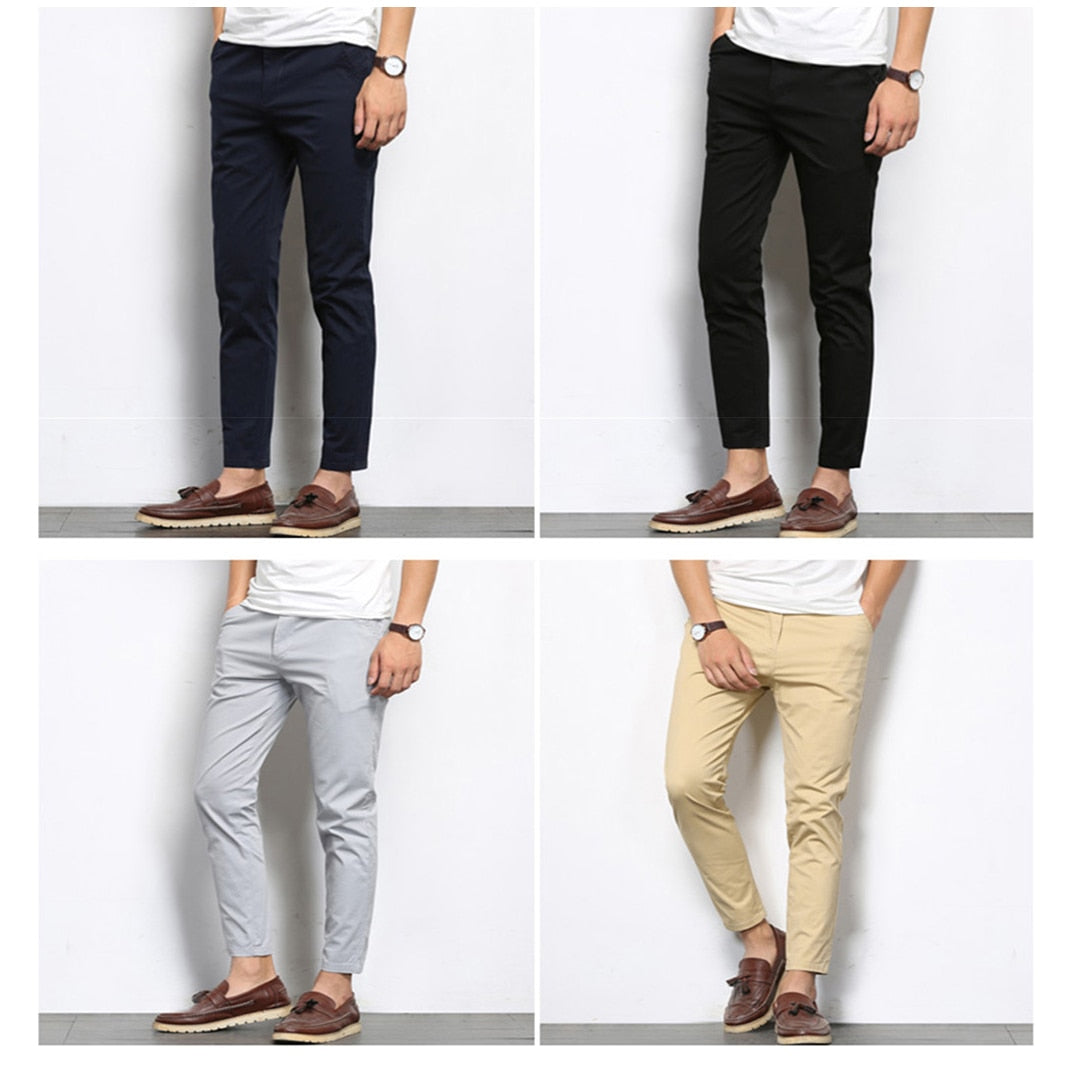 Ankle-Length Casual Straight Fit Men's Pants