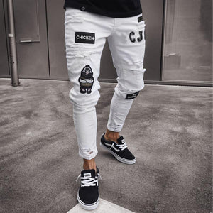 Embroidered Classic Slim Fit Jeans for Men