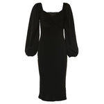 Load image into Gallery viewer, Puffed Sleeved Classy Dress - Women&#39;s Midi Dress
