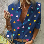 Load image into Gallery viewer, Polka Print Blouses - Women&#39;s Slim Fit Shirts
