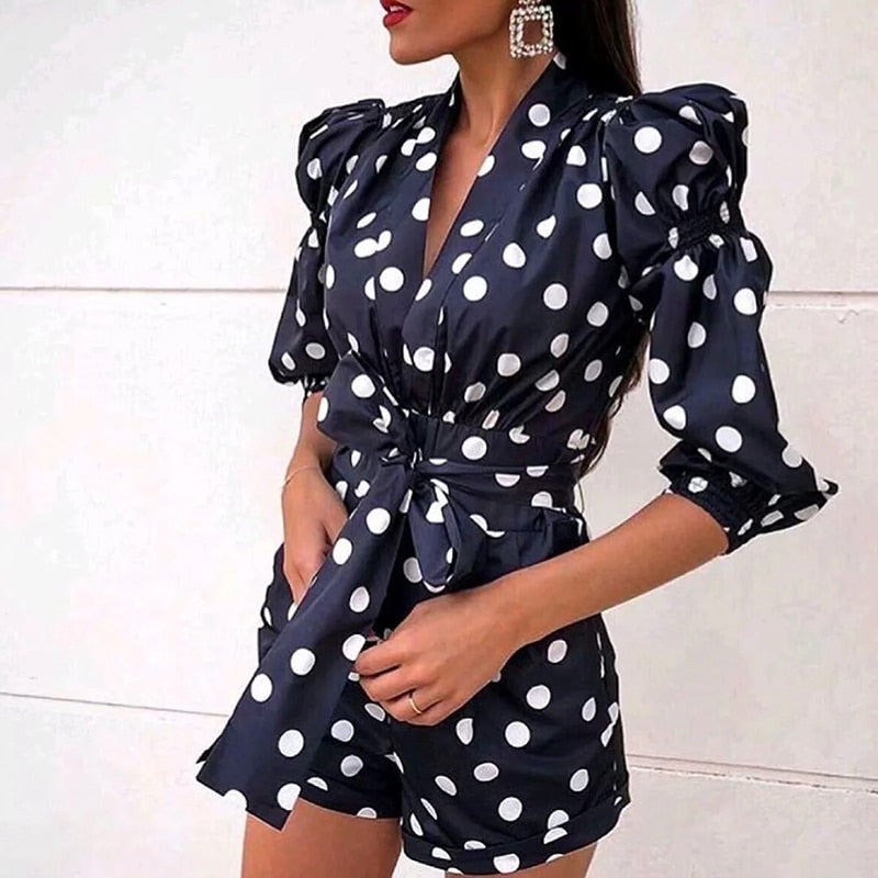 Chic Women's Polka Dot Short Romper/Jumpsuit