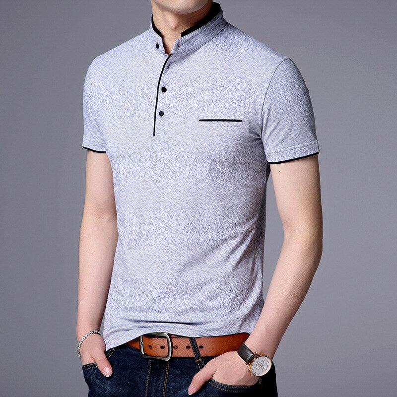 Men's Straight Collar Polo Short Sleeve T-Shirt