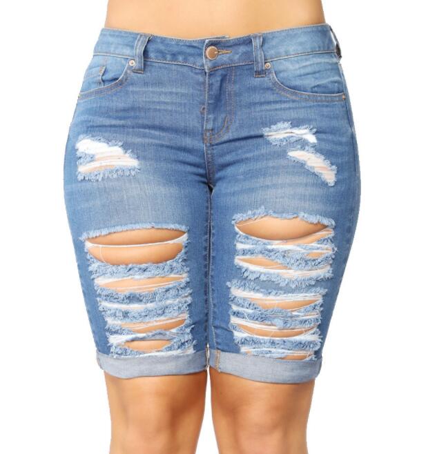 Women's Slim Fit Mid Length Jean Shorts