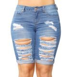 Load image into Gallery viewer, Women&#39;s Slim Fit Mid Length Jean Shorts
