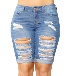 Women's Slim Fit Mid Length Jean Shorts