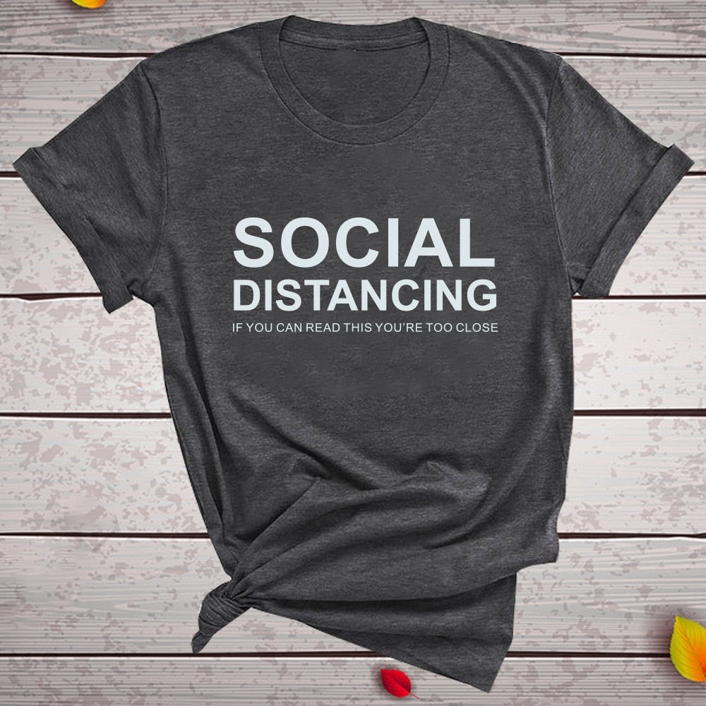 Funny SOCIAL DISTANCING Short Sleeve T-shirt  for Women