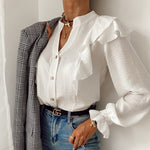 Load image into Gallery viewer, Elegant Ruffle Blouse - Women&#39;s Fashion Shirts
