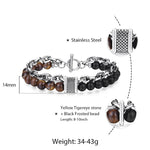 Load image into Gallery viewer, Natural Map Stone w/ Stainless Steel Men&#39;s Beaded Bracelet
