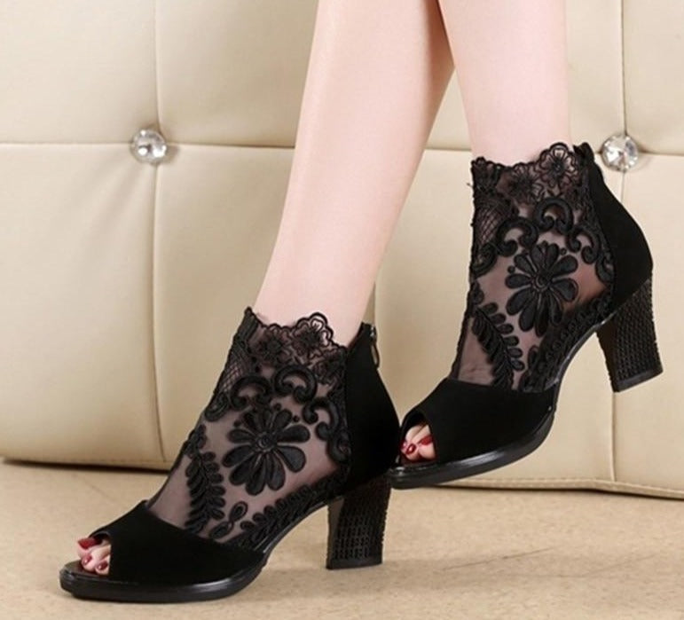 Sexy Summer Mesh Peep Toe Women's Heels