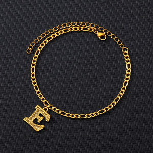 Gold Plated Initial Letter (A-Z) Anklets For Women