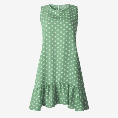 Mini Polka Dot Dress - Women's Pleated Dress