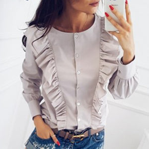 Elegant Ruffle Blouse - Women's Fashion Shirts