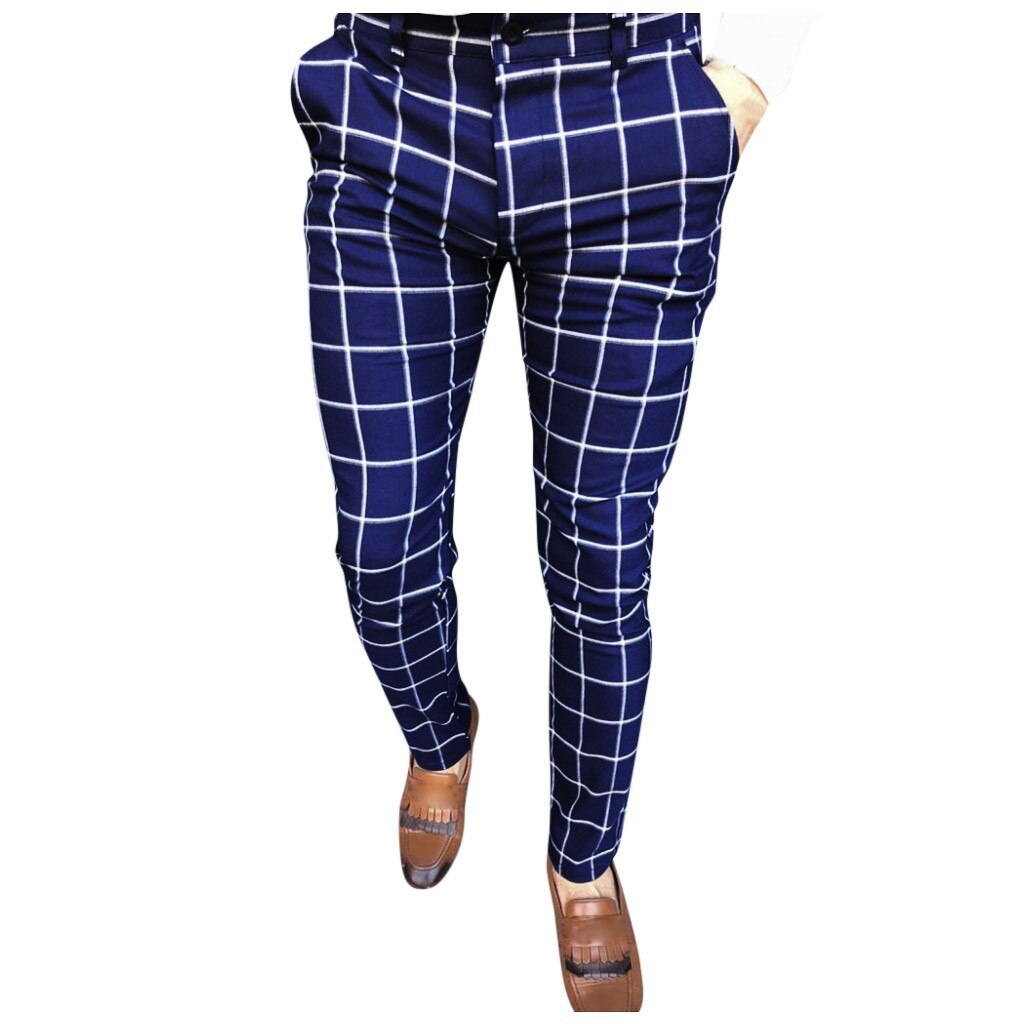 Fashion Men's Casual Plaid Slim Fit Striped Print