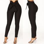 Load image into Gallery viewer, Women&#39;s High Waist Bow Tie Slim Fit Pants - Sashes Pencil Trousers
