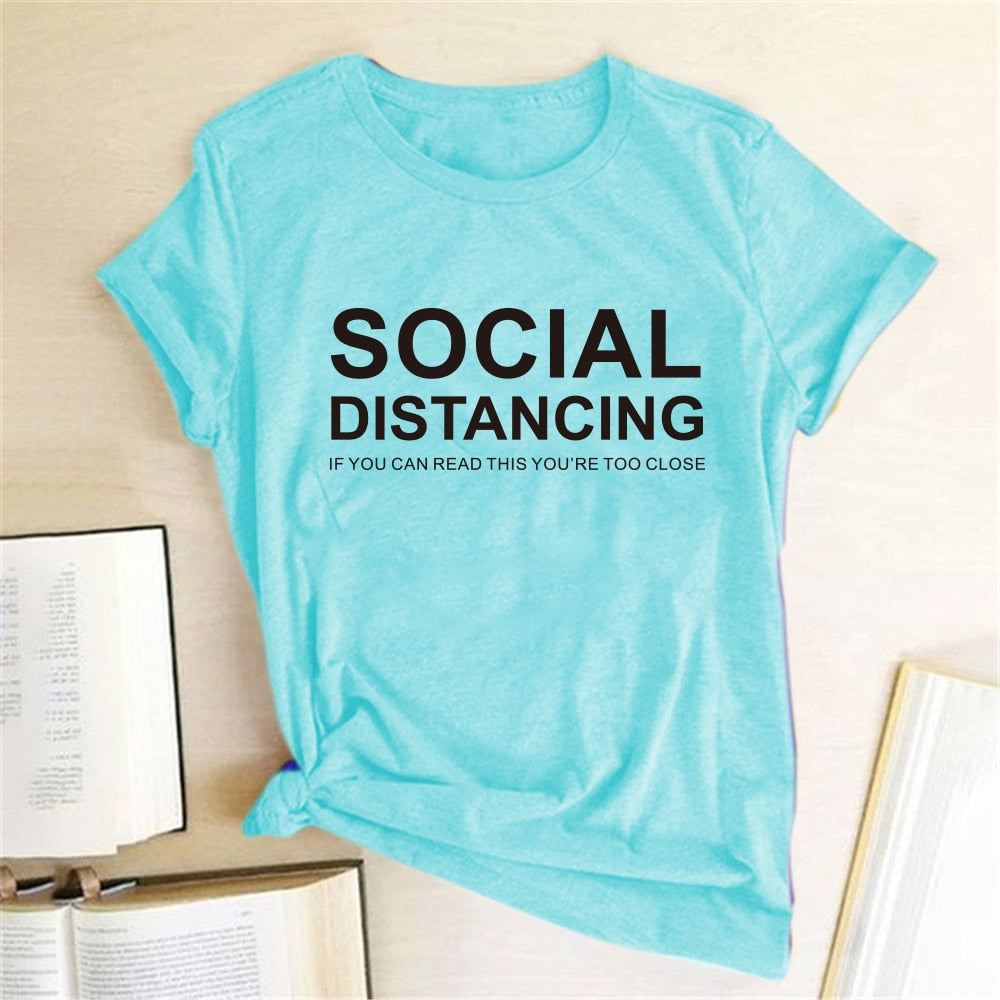 Funny SOCIAL DISTANCING Short Sleeve T-shirt  for Women