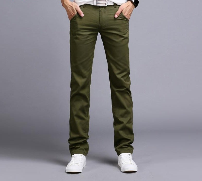 Slim Fit Chinos Fashion Trousers - Men's Pants