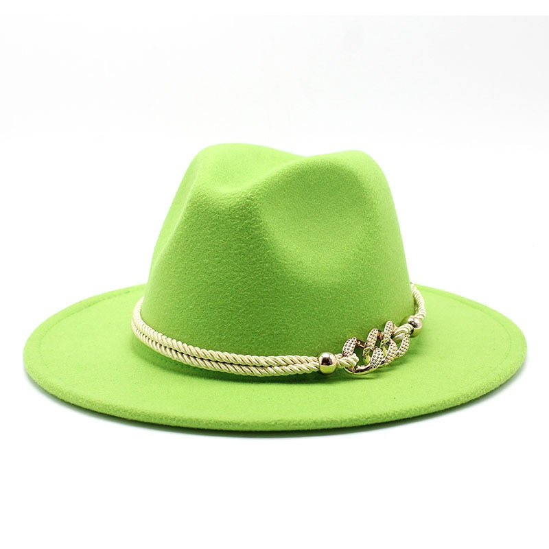 Stylish Fedora Hat with Golden Ornament Strap - Men's Hat