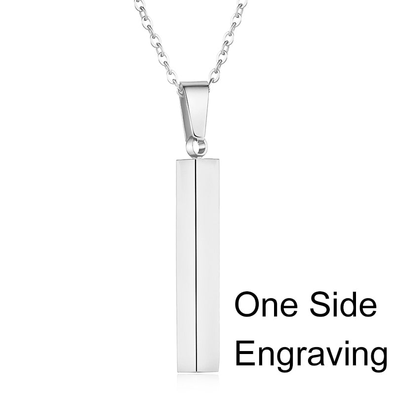 Personalisable Unisex Square Bar Custom Necklace - 3 Colors & Multi-sided Imprints