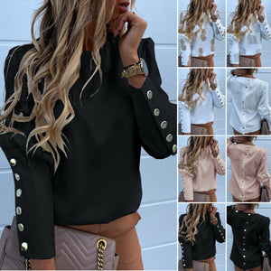 Long Sleeved Round Neck Blouse for Women