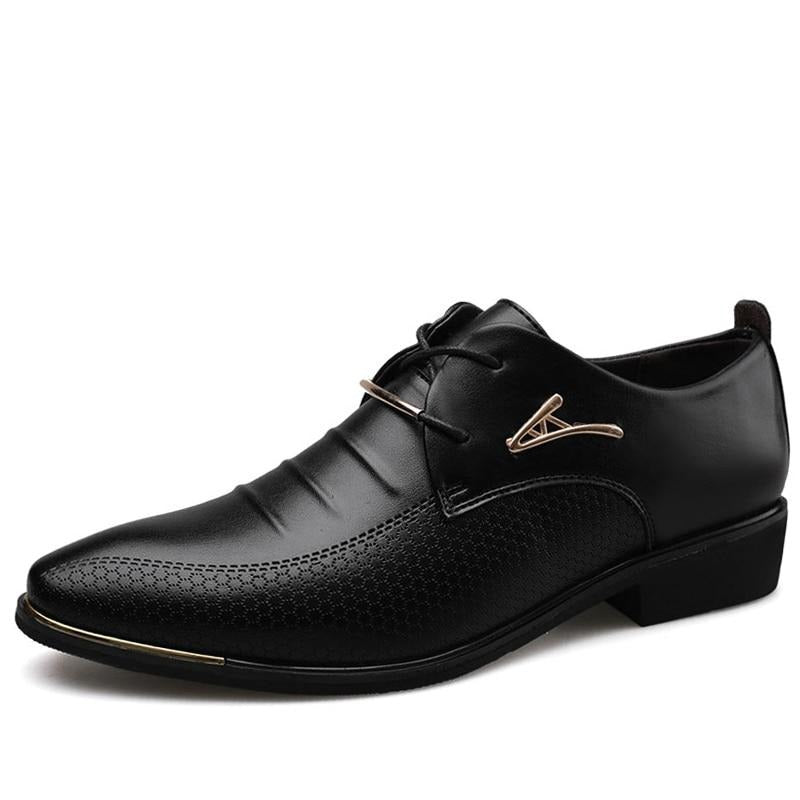 Bold Men's Leather Lace Up Shoes - Elegant Oxford