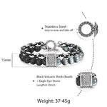 Load image into Gallery viewer, Natural Map Stone w/ Stainless Steel Men&#39;s Beaded Bracelet
